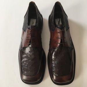 Mezlan men’s brown ostrich leather dress shoes 10.5m made in Spain lace up